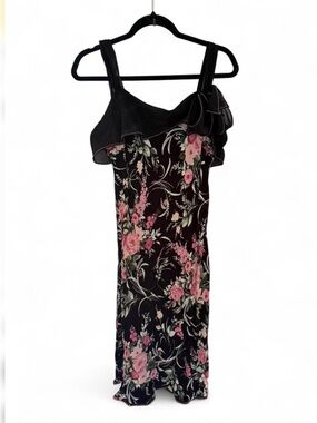 VTG Y2K Twyla Blu Floral Midi Dress Slip Fairycore Delicate Sheer Hoco 12/M
